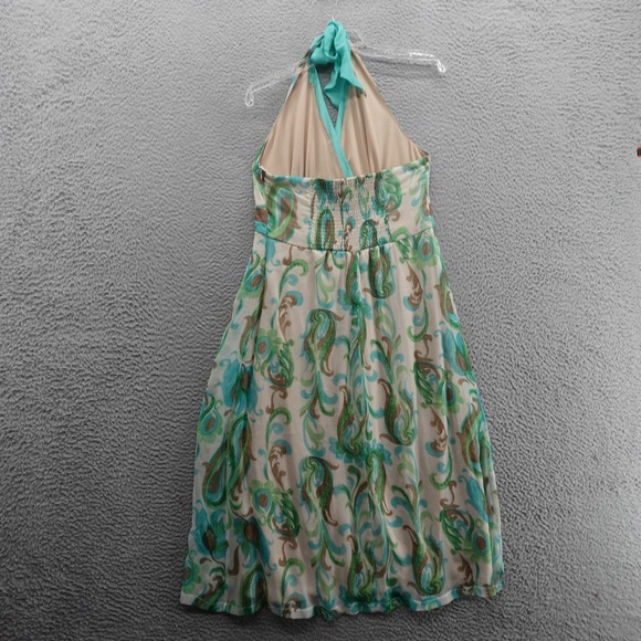 Jonathan Martin Pure Silk Halter Midi Dress Size 10 Green Beige Floral Womens‎ - Picture 2 of 14